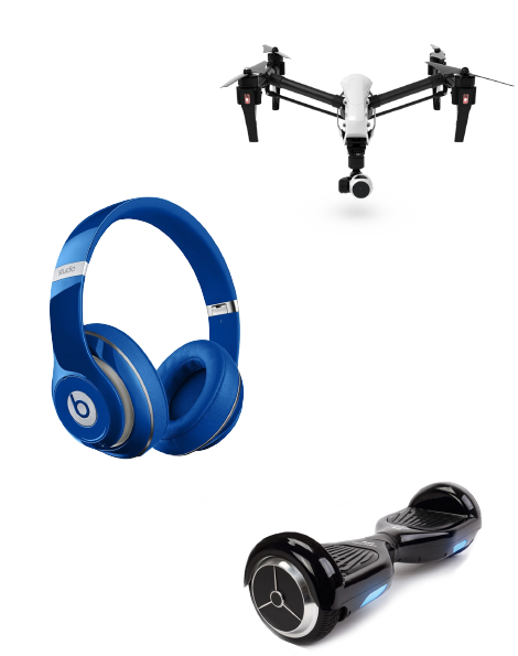 Drone, Beats, Hoverboard